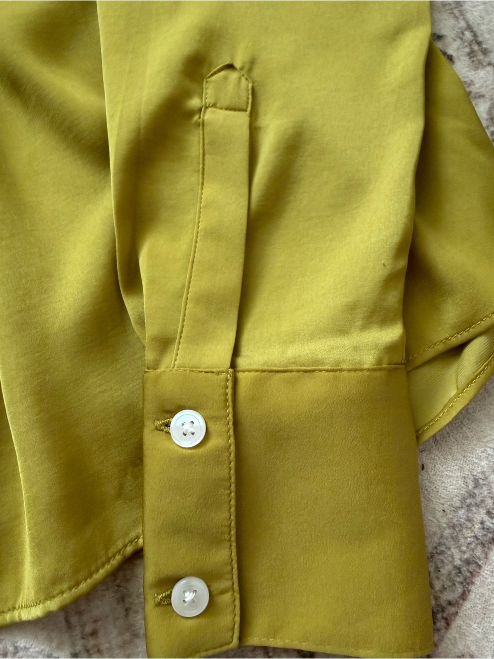NWT Chartreuse LS Blouse, Office, Boho, Satin-like, Trending Color - Picture 3 of 8